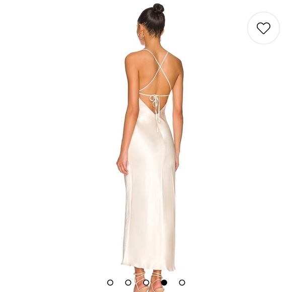 Shona Joy La Lune Asymmetrical Bias Cowl Midi Dress in Cream - Picture 4 of 6